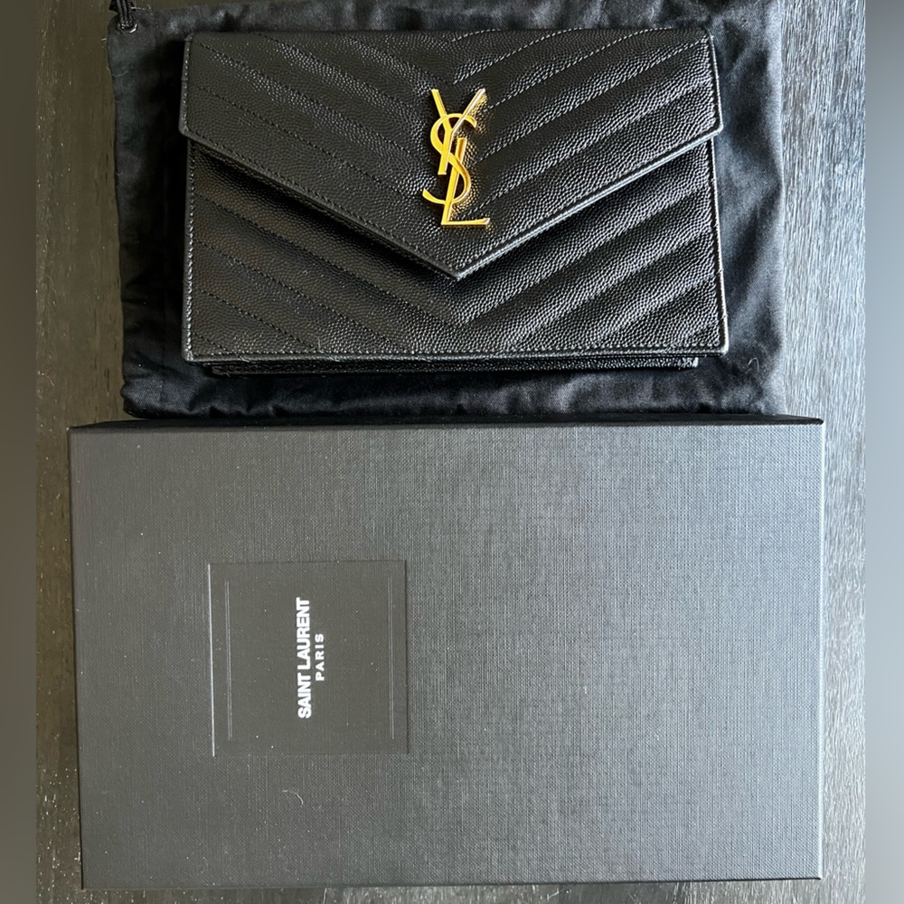 Authentic Ysl Small Wallet On Chain In Black And … - image 2